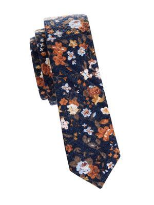 Penguin Slim Floral Cotton Tie