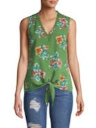 B Collection By Bobeau Gabrielle Floral-print Button-down Blouse