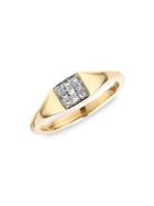 Adina Reyter 14k Yellow Gold And Small Pave Square Diamond Signet Ring