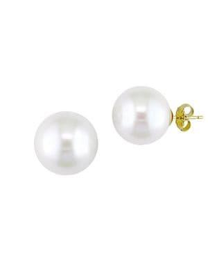 Sonatina 13.5-14mm Cultured Freshwater Pearl And 14k Yellow Gold Stud Earrings