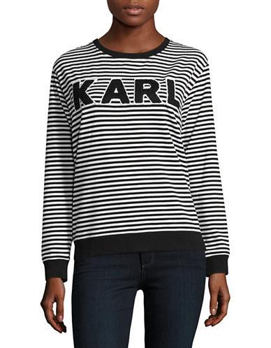 Karl Lagerfeld Paris Striped Logo Printed Sweatshirt