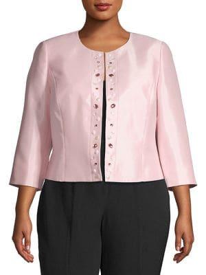 Kasper Plus Embellished Open Jacket