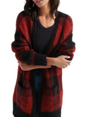 Lucky Brand Buffalo Checkered Open Cardigan