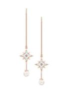 Symbolic Rose Goldtone & Swarovski Crystal Chain Pierced Earrings