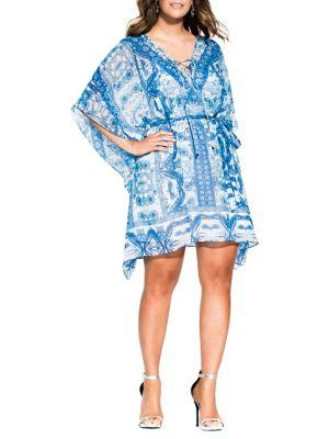 City Chic Plus Bella Vacanza Mykonos Printed Tunic