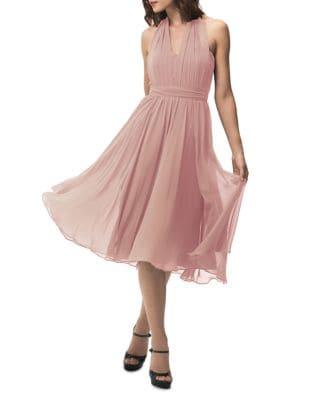 Jenny Yoo Chiffon Halter Overlay Dress