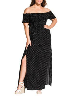 City Chic Plus Summer Spotted Maxi Dress