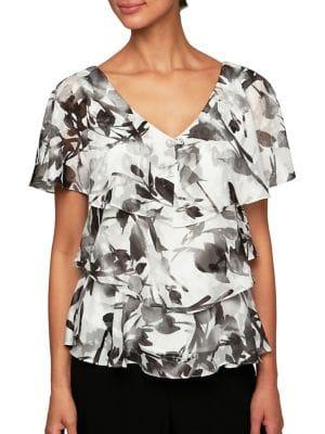 Alex Evenings V-neck Tiered Blouse