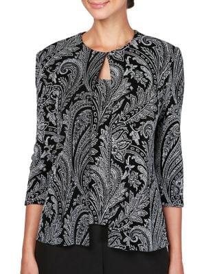 Alex Evenings Two-piece Printed Tank & Jacket Twinset