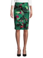 Lord & Taylor Tropical Leaf Pencil Skirt