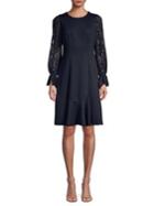 Elie Tahari Lizzie Lace-sleeve Knit Dress