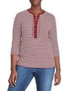 Lauren Ralph Lauren Plus Striped Three-quarter Sleeve Top