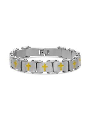 Lord & Taylor Men's Stainless Steel Two-tone Square Cross Link Bracelet