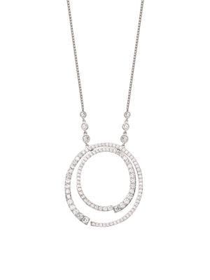 Nadri Silvertone Double Ring Necklace