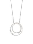 Nadri Silvertone Double Ring Necklace