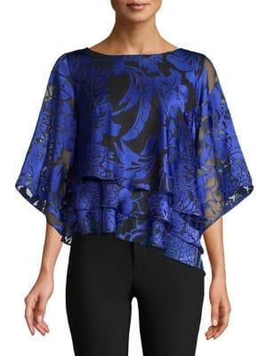 Alex Evenings Printed Asymmetric Blouse
