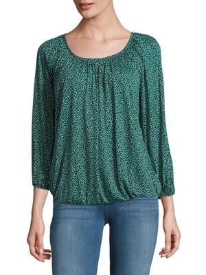 Michael Michael Kors Petite Cheetah-print Peasant Top