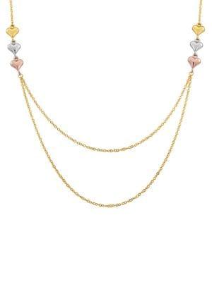 Lord & Taylor 14k Tri-tone Heart Chain Necklace