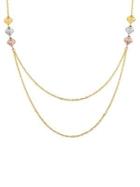 Lord & Taylor 14k Tri-tone Heart Chain Necklace