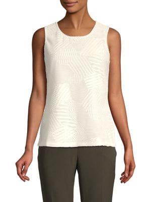 Kasper Sleeveless Mesh-inset Blouse
