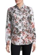 Lord & Taylor Petite Floral Linen Top