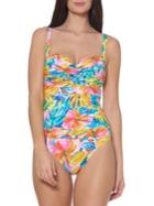 Bleu Rod Beattie Floral One-piece Bandeau Swimsuit