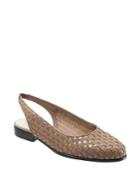 Trotters Lucy Leather And Suede Woven Slingback Flats