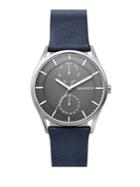 Skagen Holst Titanium Multifunction Leather-strap Watch