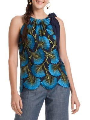 Trina Turk Found In Translation Sleeveless Tie-shoulder Top