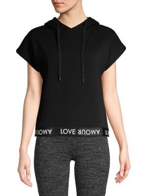 Askya Short-sleeve Cotton Blend Fleece Hoodie