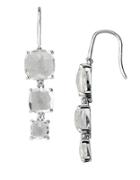 Lord & Taylor Sterling Silver Drop Earrings With White Quartz And White Topaz