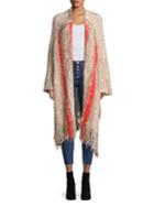 Free People Knitted Fringe Open Front Cardigan