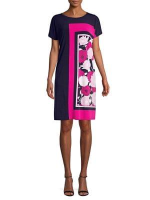 Jones New York Floral Colorblock Shift Dress