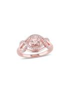 Sonatina Sterling Silver, Morganite & Diamond Halo Crossover Ring