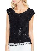 Vince Camuto Sequined Floral Blouse