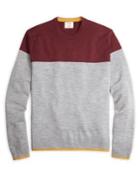Brooks Brothers Red Fleece Colorblock Crew Wool Sweater