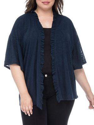 Bobeau Plus Marianne Ruffle Cardigan