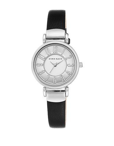 Anne Klein Silvertone Leather-strap Watch