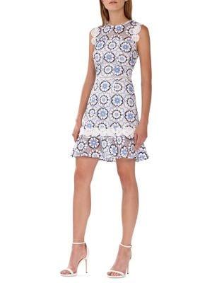 Ml Monique Lhuillier Guipure Lace Fit-&-flare Dress