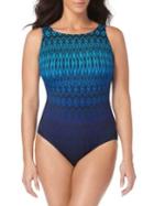 Longitude One-piece Tahoe Ombre Scoopback Highneck Swimsuit