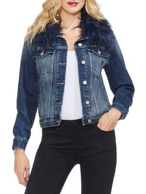 Vince Camuto Faux Fur-trimmed Denim Jacket