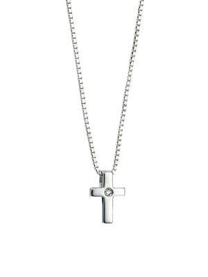 D For Diamond Sterling Silver And Diamond Cross Pendant Necklace