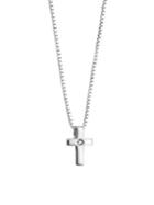 D For Diamond Sterling Silver And Diamond Cross Pendant Necklace
