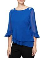 Alex Evenings Plus Embellished Quarter-sleeve Chiffon Blouse