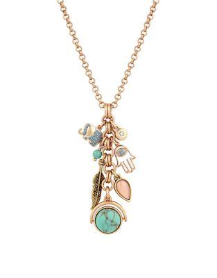 Lucky Brand Boxed Exclusive Mother-of-pearl And Crystal Believe Charm Necklace