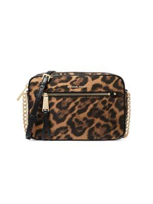 Michael Michael Kors Large Polly Leopard-print Leather Crossbody