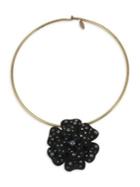 Miriam Haskell Flower Pendant Round Wire Collar Necklace