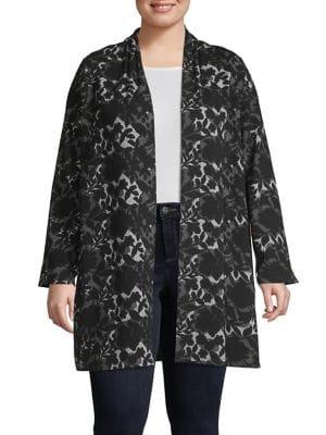 Context Plus Floral Open-front Cardigan