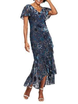 Alex Evenings Floral Velvet Maxi Dress