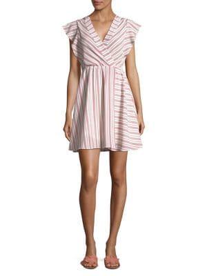 Design Lab Striped Surplice Neckline Dress